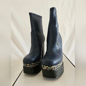 Guess Navy Heeled Platform Boots